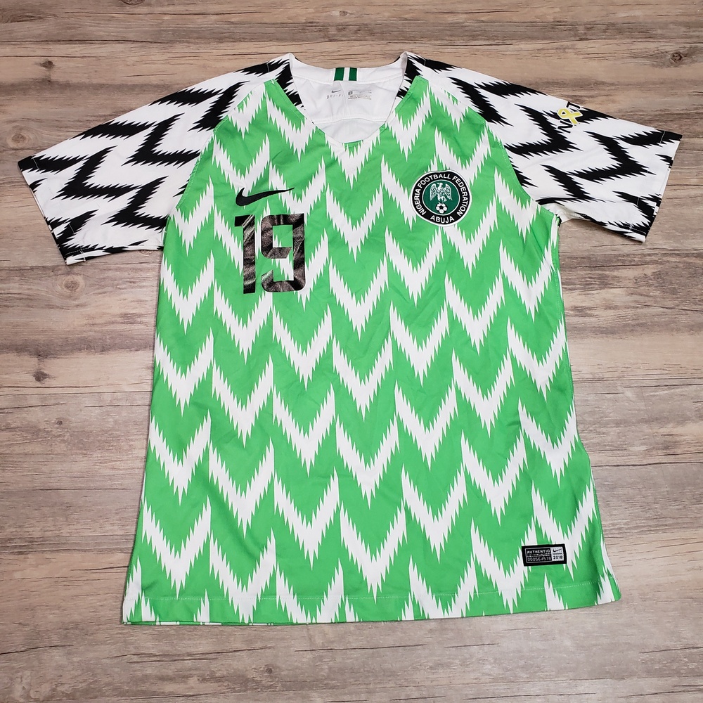 Nigeria Futbol Jersey Mens Small Green Soccer Nike Authentic Dri-FIT 2018